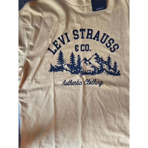 Levis Shirt Mens Extra Small ( Oversized Style ) Yellow Black Short Sleeve NWT u - Picture 2 of 8